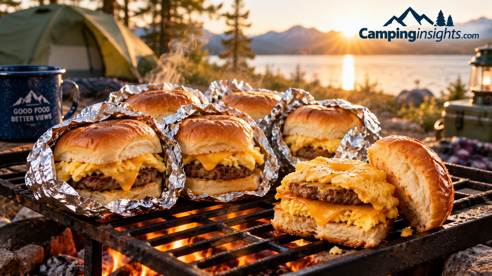 Breakfast sandwich sliders camping breakfast idea