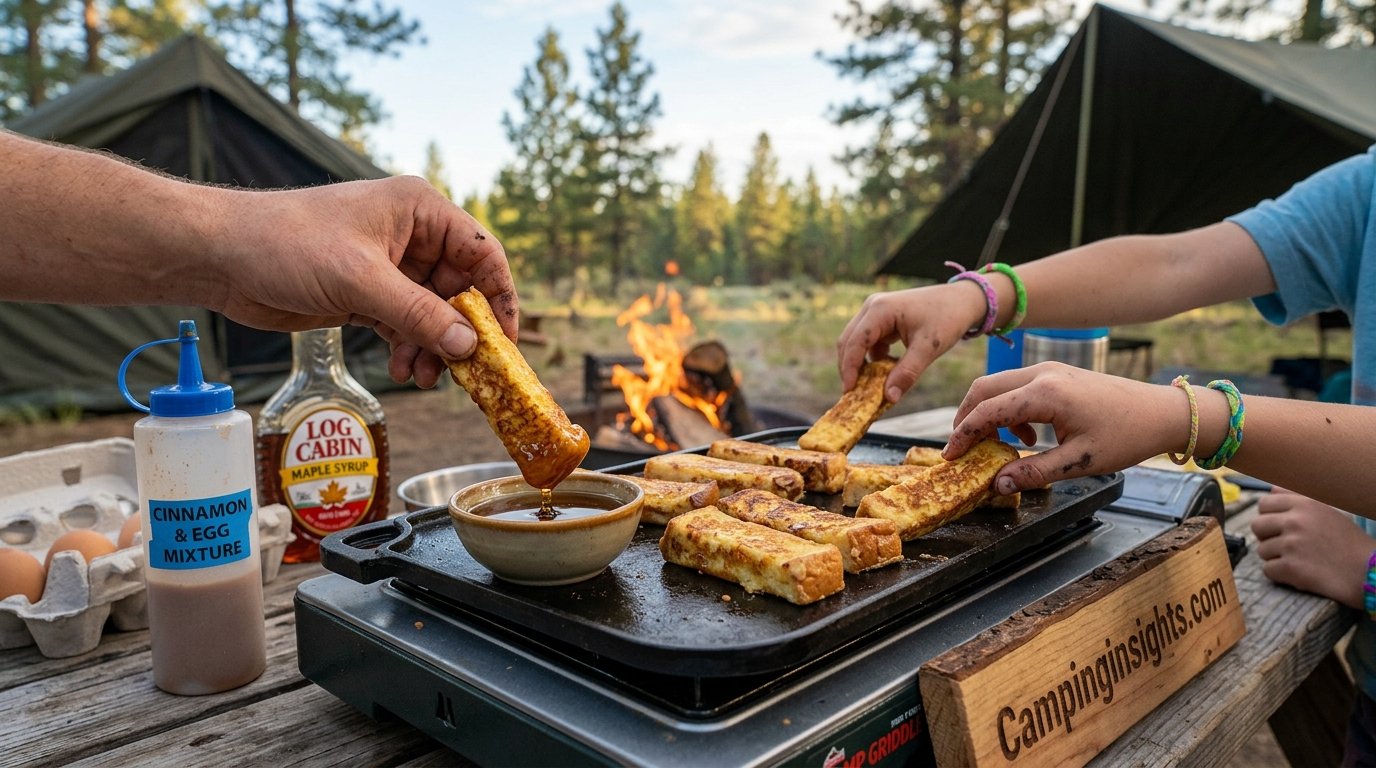 Campfire French toast sticks idea