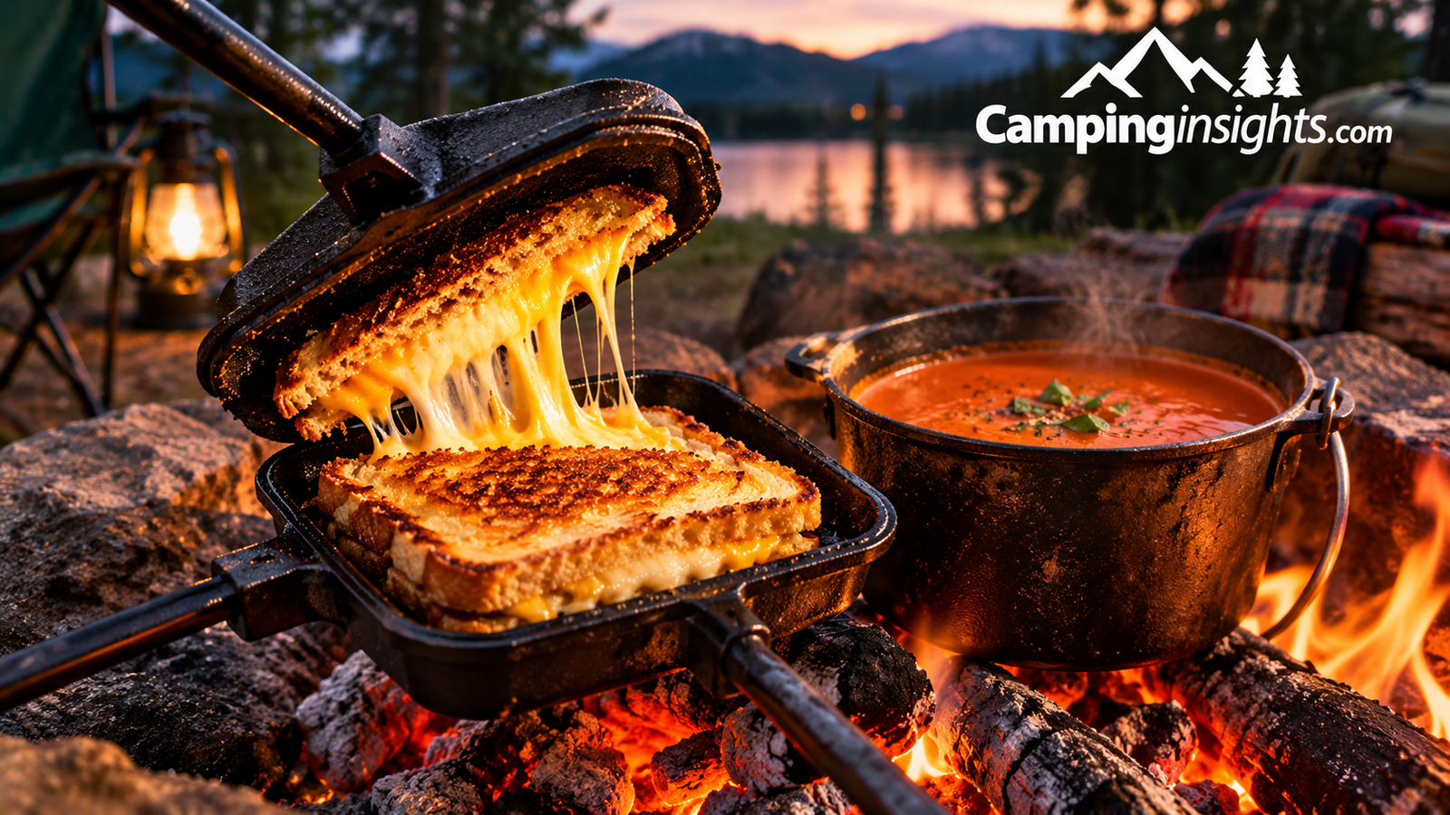 Campfire grilled cheese camping food idea