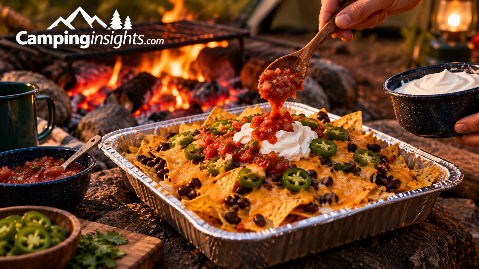 Campfire nachos camping food idea