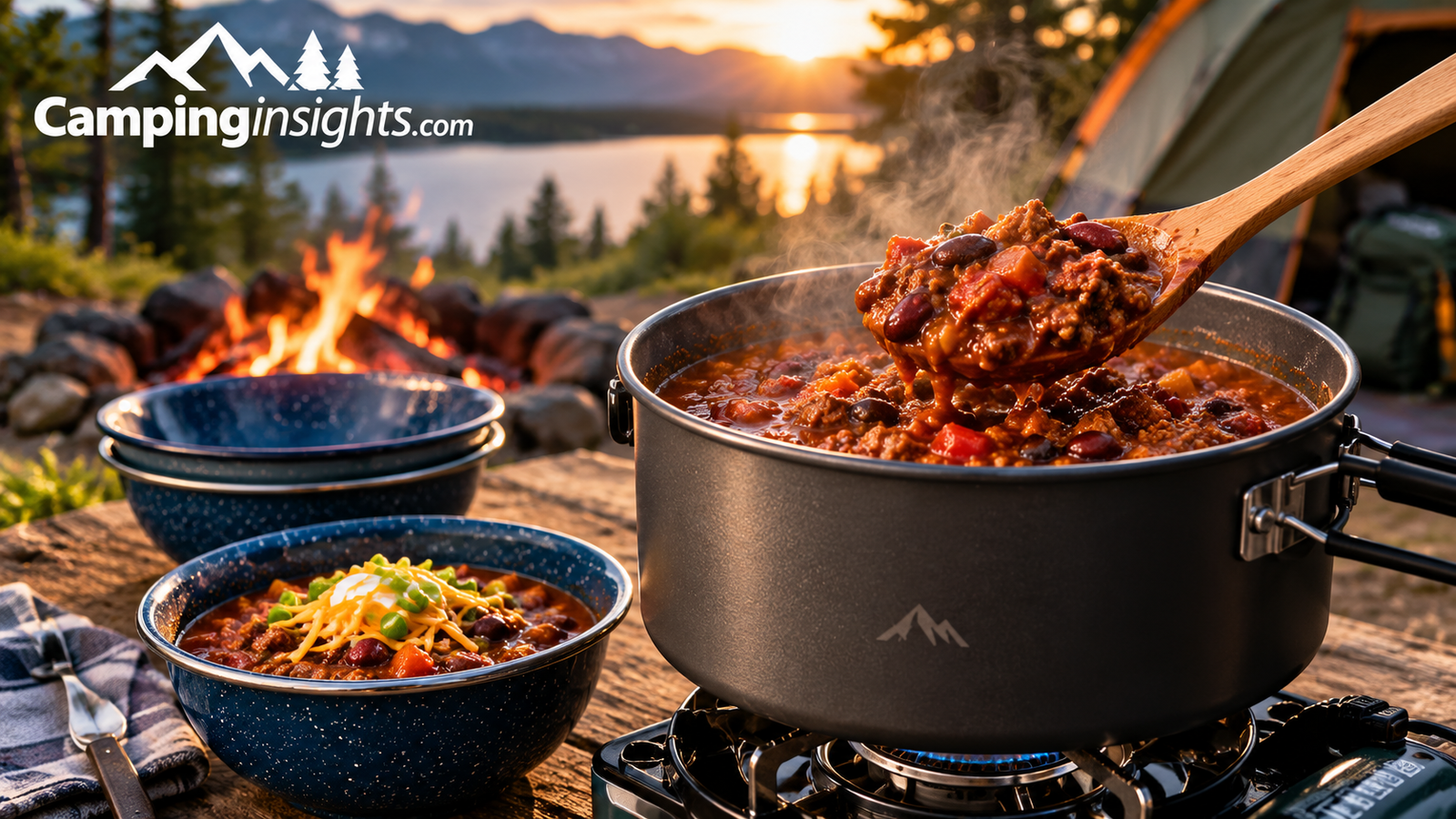 One-pot campsite chili camping dinner idea