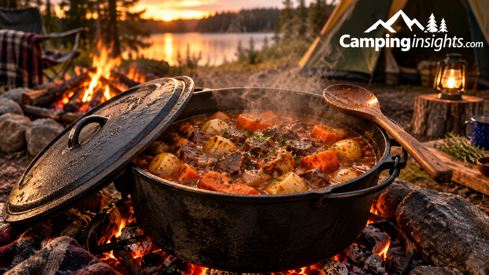 Dutch oven camp stew camping dinner idea