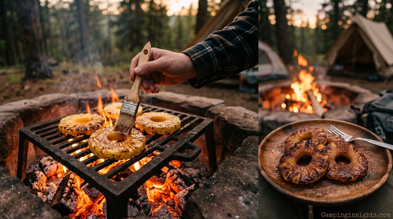 Grilled pineapple dessert camping food idea