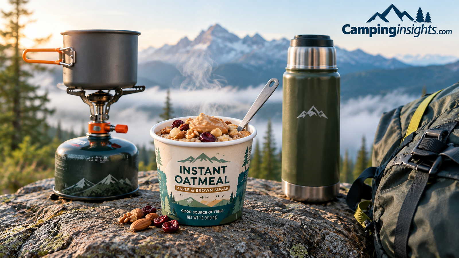 Instant oatmeal cup idea for quick camping breakfast