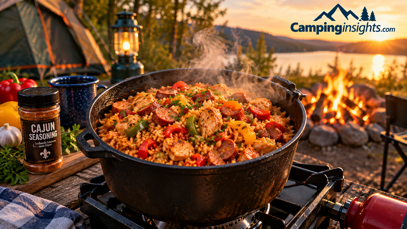 One-pot jambalaya camping dinner idea