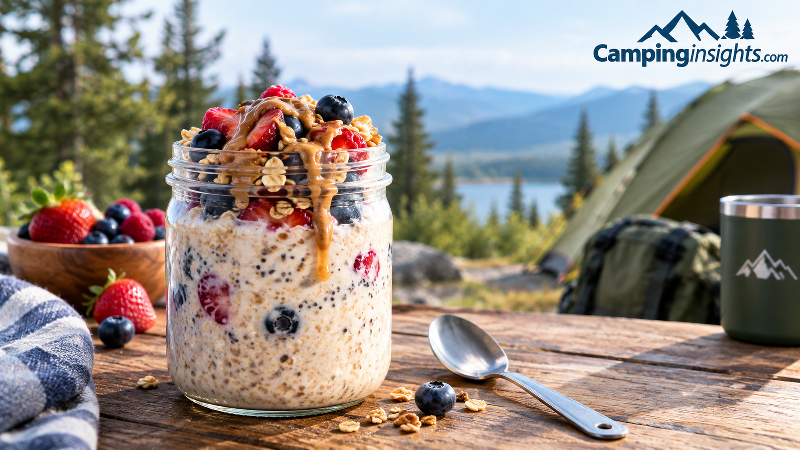 Mason jar overnight oats idea for camping