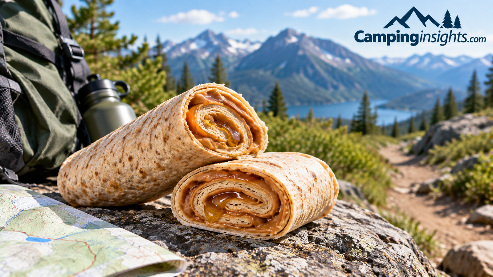 Peanut butter and honey tortilla wraps backpacking food idea