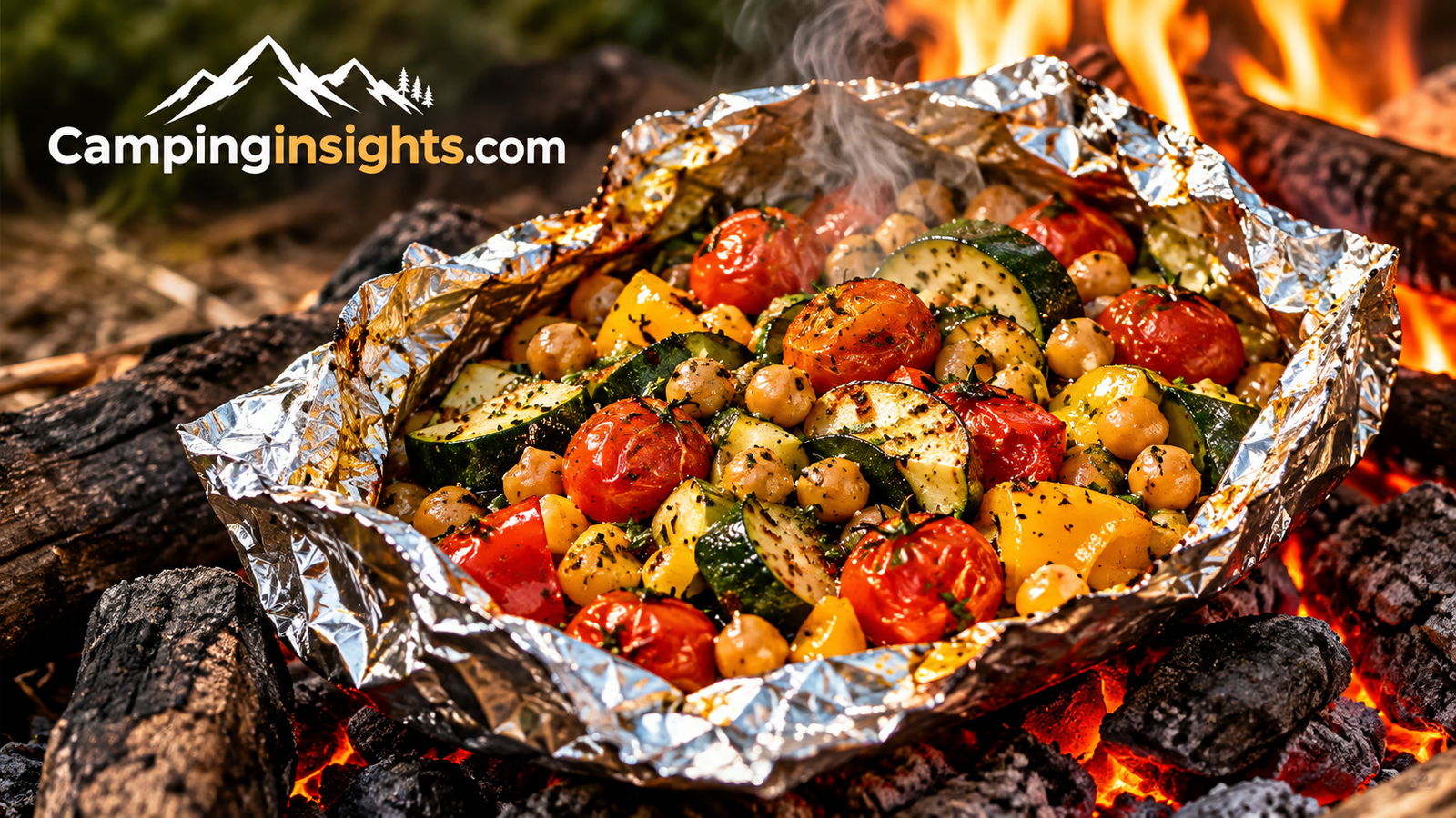 Vegetarian foil packet camping food idea